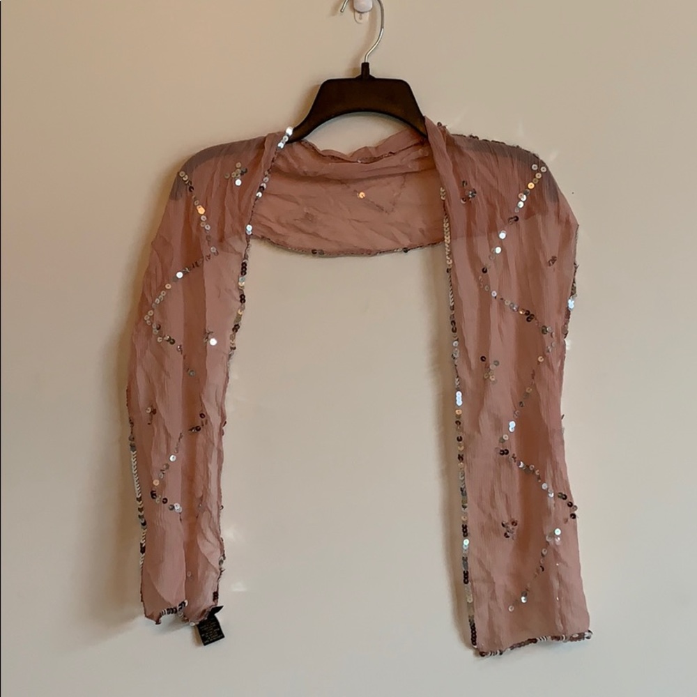 BCBG silk scarf with sequin detail.
